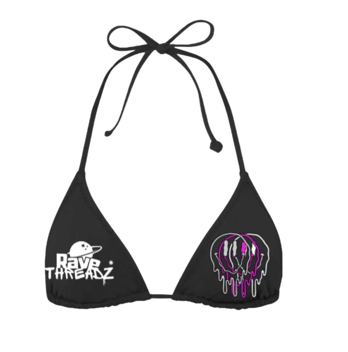 Pink And White Acid Face Bikini Top